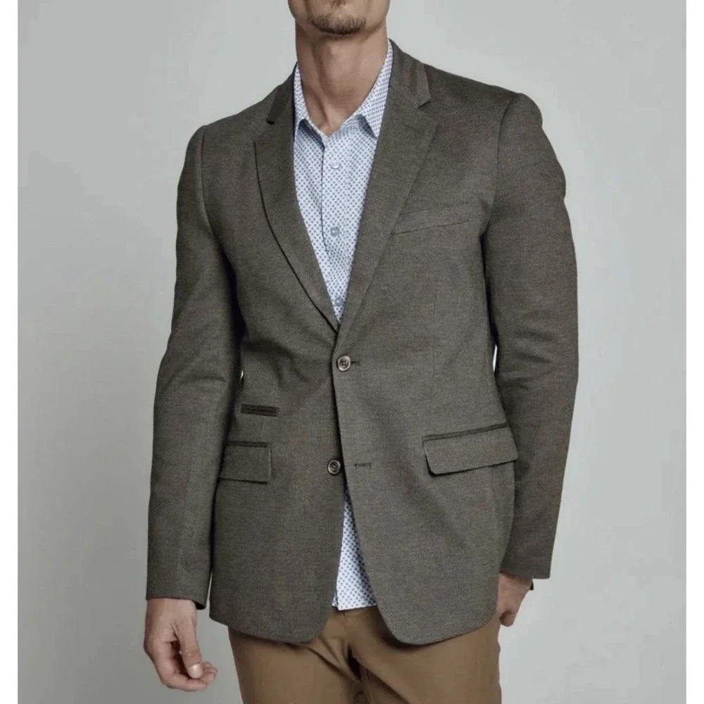 7Diamonds Newport Unstructured Blazer Tan Mens Sz L Performance Stretch Work